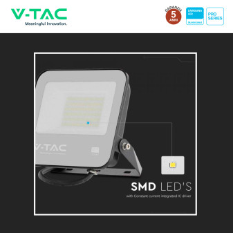VT-4455 Faro LED 50W SMD IP65 Chip Samsung Colore Nero V-Tac Pro