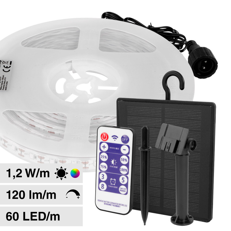 VT-2835 Striscia LED RGB con Pannello Solare e Telecomando 6W V-Tac