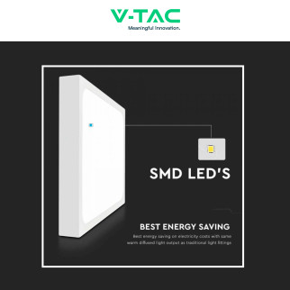 VT-8618 Plafoniera LED Quadrata 18W SMD IP44 Bianca V-Tac
