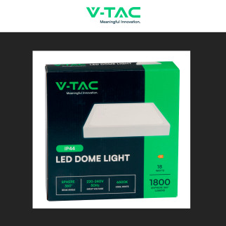VT-8618 Plafoniera LED Quadrata 18W SMD IP44 Bianca V-Tac