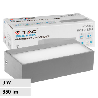VT-8056 Lampada LED da Muro 9W SMD IP65 Colore Grigio V-Tac