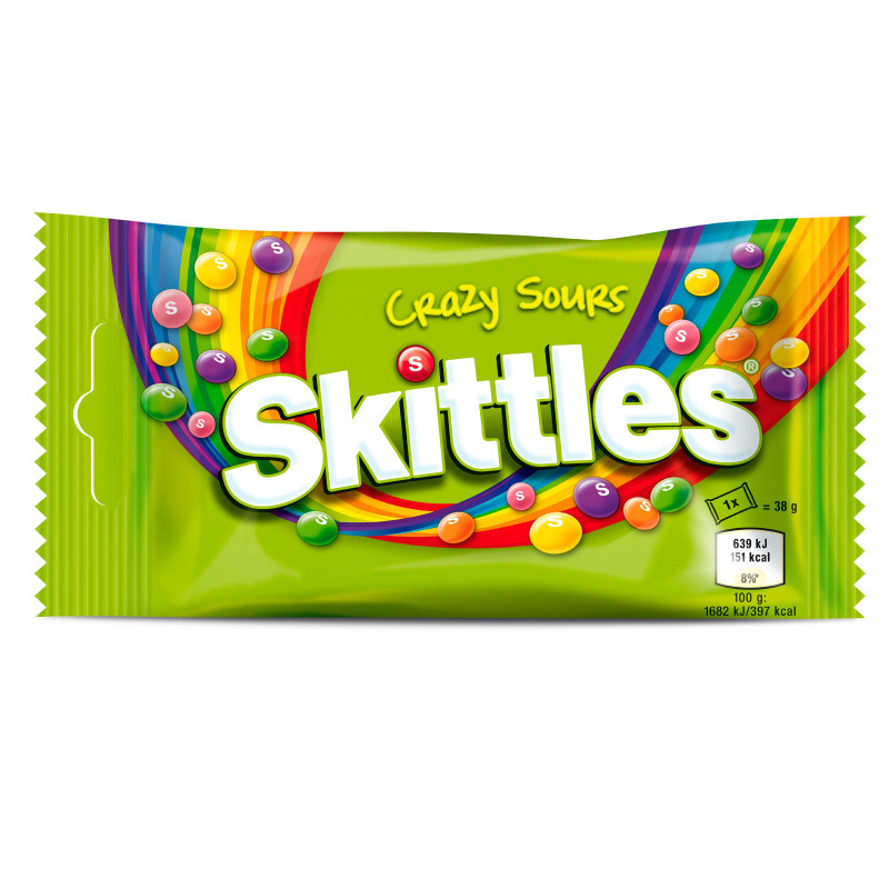 Crazy Sours Caramelle alla Frutta Gusto Aspro 38g Skittles
