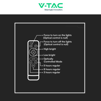 VT-40W Faro LED 6W IP65 Nero Pannello Solare e Telecomando V-Tac