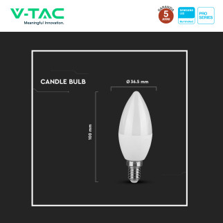 VT-226 Lampadina LED E14 4,5W Candela Chip Samsung V-Tac