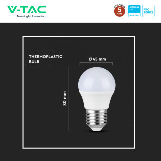 VT-1812 Lampadina LED E27 3,7W G45 MiniGlobo SMD Chip Samsung V-Tac