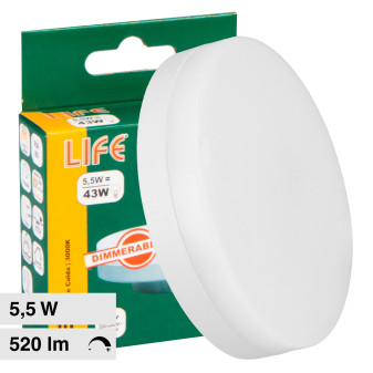Lampadina LED GX53 5,5W Disc SMD Dimmerabile Life