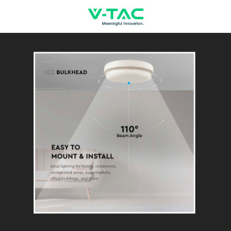 VT-8095 Plafoniera LED 12W Rotonda SMD IP54 Bianca V-Tac
