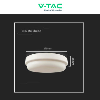 VT-8096 Plafoniera LED 18W Rotonda SMD IP54 Bianca V-Tac