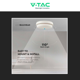 VT-8096 Plafoniera LED 18W Rotonda SMD IP54 Bianca V-Tac