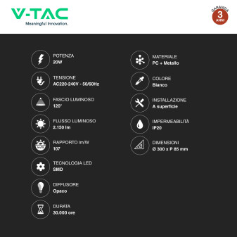VT-7308 Plafoniera LED Rotonda 25W SMD CCT V-Tac Gallery
