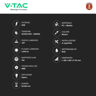 VT-7463 Plafoniera LED Quadrata 40W SMD CCT V-Tac Gallery