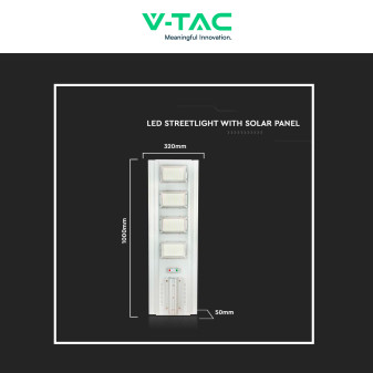 VT-40401ST Lampada Stradale 50W Pannello Solare IP65 V-Tac