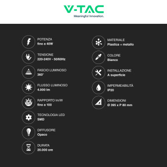 VT-8403 Plafoniera LED Tonda 40W SMD CCT 3in1 V-Tac Gallery