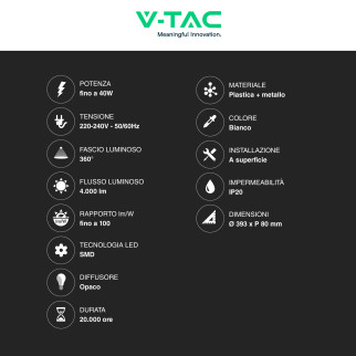 VT-8405 Plafoniera LED Tonda 40W SMD CCT 3in1 V-Tac Gallery