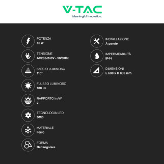 VT-8800 Lampada LED a Specchio 42W Anti-Fog SMD V-Tac