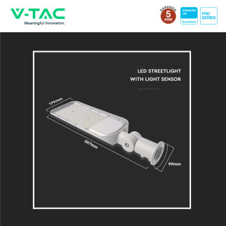 VT-139ST Lampada Stradale LED 50W IP65 SMD Samsung V-Tac Pro