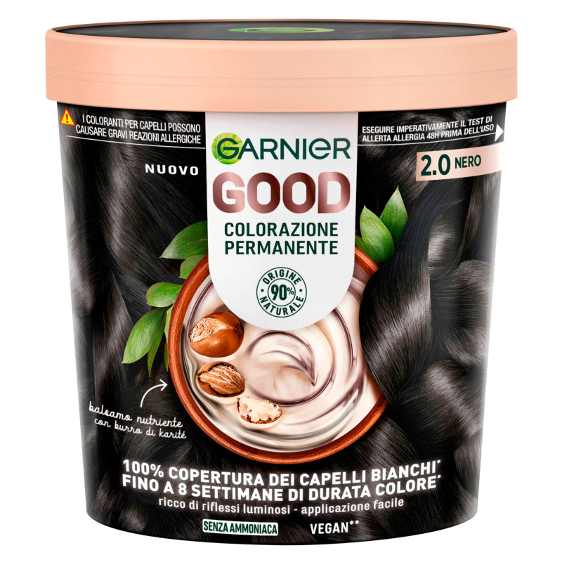 Garnier Good Tinta Permanente per Capelli Senza Ammoniaca Colore 2.0 Nero