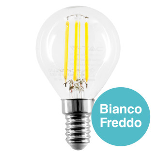 VT-2466 Lampadina LED E14 6W Miniglobo Filament Trasparente V-Tac