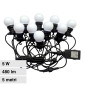 V-Tac VT-70510 Catena 5W da 10 Lampadine LED SMD MiniGlobo Opache IP44 - SKU 217436