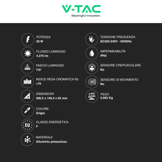 VT-150050ST Lampada Stradale LED 50W SMD Lampione IP65 V-Tac