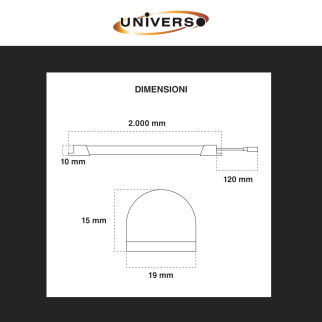 Striscia LED Rigida 19W SMD 120 LED/m 12V in Alluminio 2m Universo