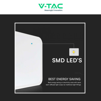 VT-8618 Plafoniera LED Quadrata 18W SMD IP44 Colore Bianco V-Tac