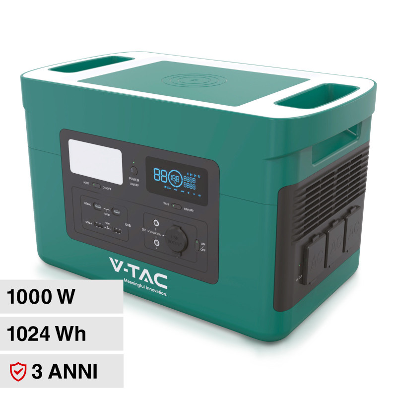 VT-1001N Accumulatore Portatile LiFePO4 1024Wh 1000W V-Tac