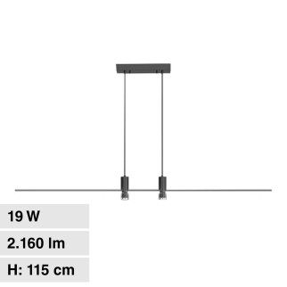 VT-7827 Lampadario LED a Sospensione 19W SMD Colore Nero V-Tac