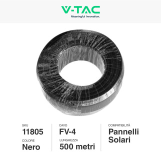 Cavo FV-4 per Pannelli Solari Fotovoltaici V-Tac Nero 500mt