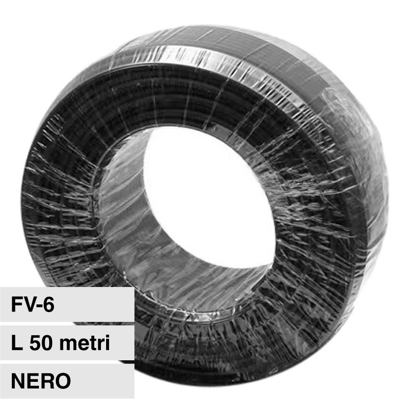 Cavo FV-6 per Pannelli Solari Fotovoltaici Nero V-Tac 50mt