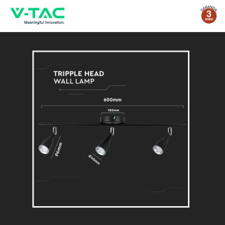 VT-813 Lampada LED da Parete 13,5W SMD Colore Nero V-Tac