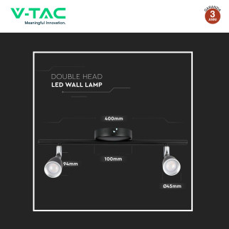 VT-810 Lampada LED da Parete 9W SMD Colore Nero V-Tac