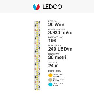 Striscia LED 400W Flessibile SMD Monocolore 24V 20m LEDCO
