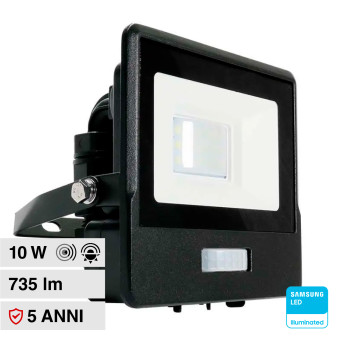 Faro LED 10W SMD Chip Samsung con Sensore IP65 VT-118S V-Tac