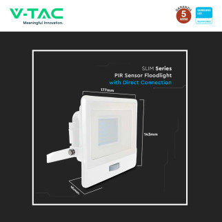 Faro LED 30W SMD Chip VT-138S Samsung con Sensore IP65 V-Tac