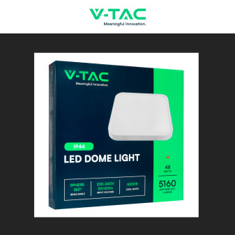 VT-8630 Plafoniera LED Quadrata 48W SMD IP44 Colore Bianco V-Tac