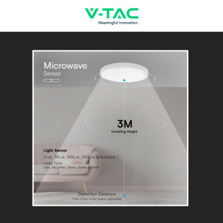 VT-8624S Plafoniera LED Rotonda 24W SMD IP44 Colore Bianco V-Tac