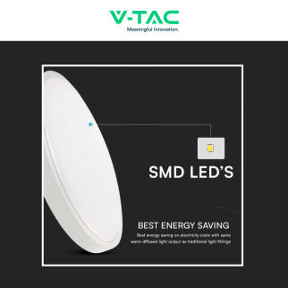 VT-8630 Plafoniera LED Rotonda 18W SMD IP44 Colore Bianco V-Tac
