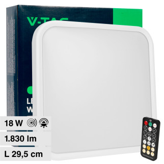 VT-8630 Plafoniera LED Quadrata 18W SMD IP44 Colore Bianco V-Tac