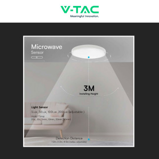 VT-8630 Plafoniera LED Quadrata 18W SMD IP44 Colore Bianco V-Tac