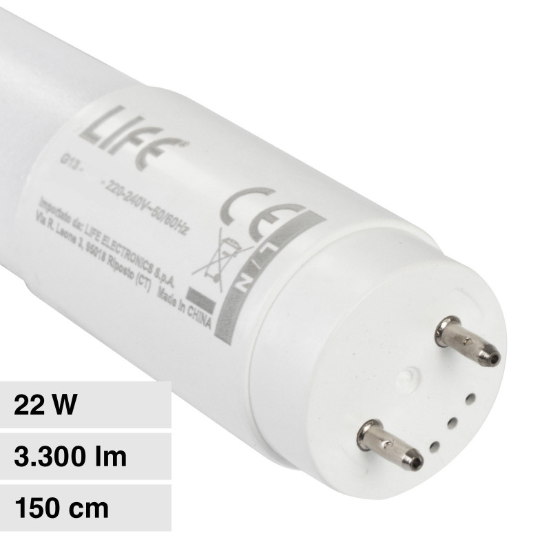 Tubo LED SMD 22W G13 Lampadina 150cm con Starter Life
