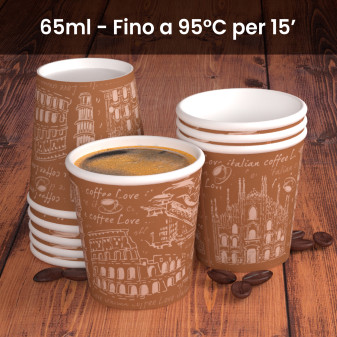 50 Bicchierini da Caffè in Carta Bio Italy Brown da 65ml