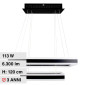 V-Tac VT-101-2D Lampadario LED a Sospensione 113W SMD Forma Rettangolare Dimmerabile Colore Nero - SKU 213987
