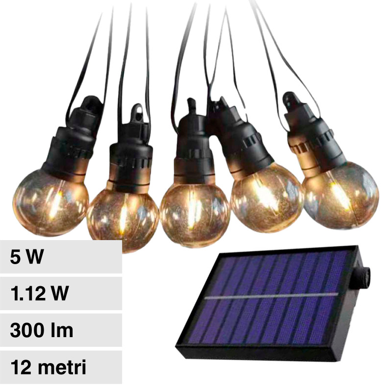 VT-70512 Catenaria con Pannello Solare 12 Metri IP44 V-Tac