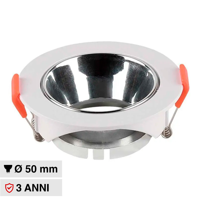 Portafaretto GU10 e GU5.3 (MR16) Bianco/Cromo V-Tac VT-931