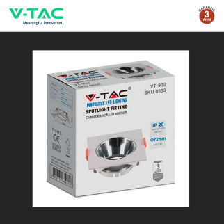 Portafaretto Quadrato da Incasso GU10/GU5.3 V-Tac VT-932