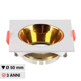 Portafaretto Quadrato Fisso Incasso Bianco Oro V-Tac VT-932