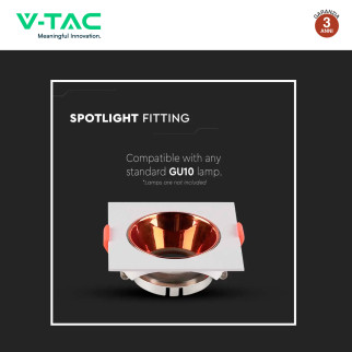 Portafaretto per GU10/GU5.3 Bianco e Oro Rosa V-Tac VT-932