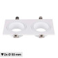 V-Tac VT-439 Portafaretto Doppio Rettangolare Orientabile da Incasso per Lampadine GU10 e GU5.3 (MR16) Bianco - SKU 10298