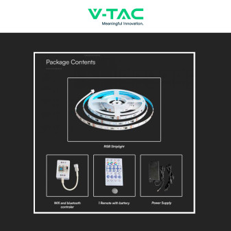 VT-5050 Striscia LED Flessibile Smart RGB con Telecomando 65W V-Tac